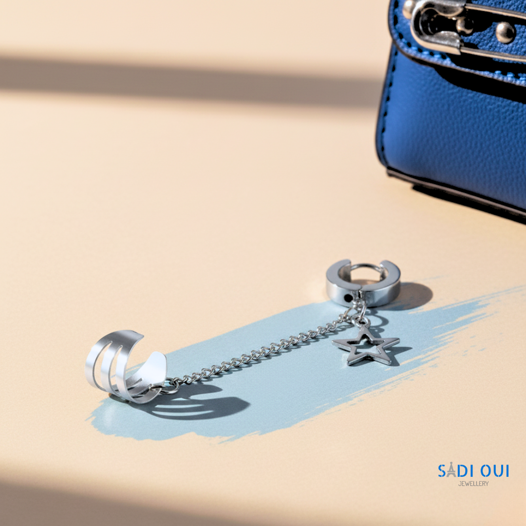 Brinco Bold Star em Aço Inoxidável | SADI OUI Jewellery