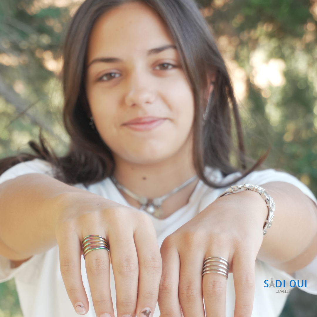 Anel Bold Rainbow em Aço Inoxidável | SADI OUI Jewellery