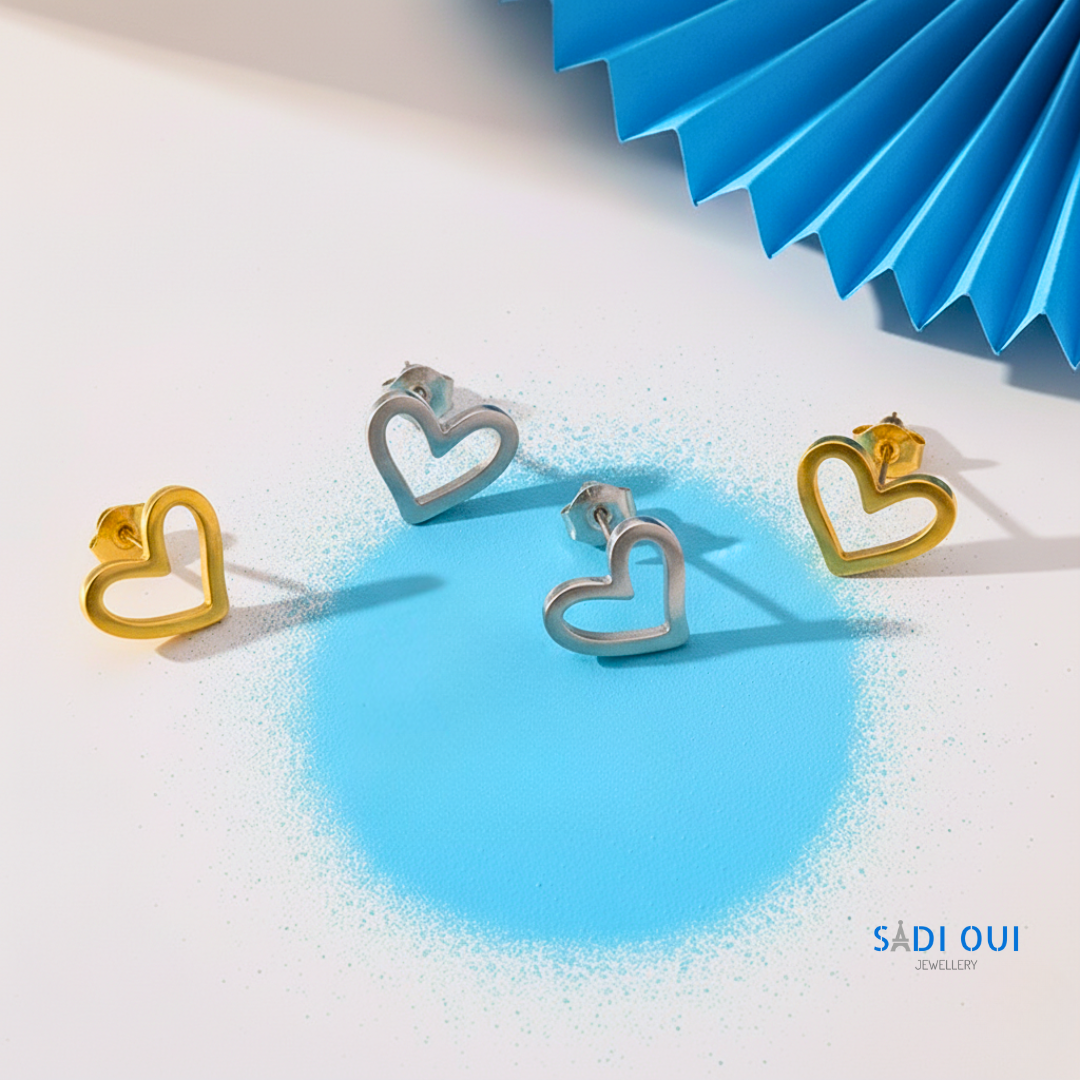 Brincos Open Heart em Aço Inoxidável | SADI OUI Jewellery