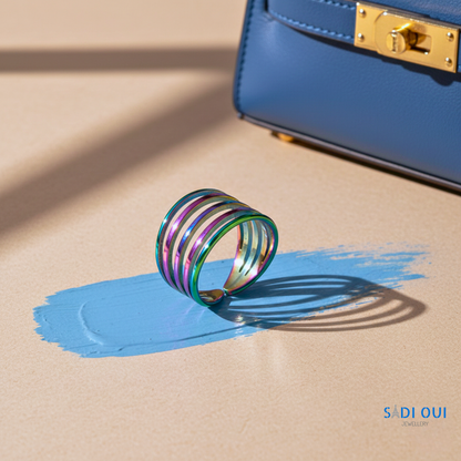 Anel Bold Rainbow em Aço Inoxidável | SADI OUI Jewellery